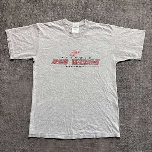 Bulletin Detroit Red Wings Hockey Shirt Mens Large Gray Vintage 90s NHL Tee